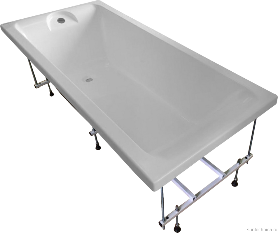 Акриловая ванна EUROLUX Qwatry 150x70 см, пристенная, белая, с каркасом