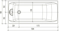 Акриловая ванна EUROLUX Qwatry 150x70 см, пристенная, белая, с каркасом