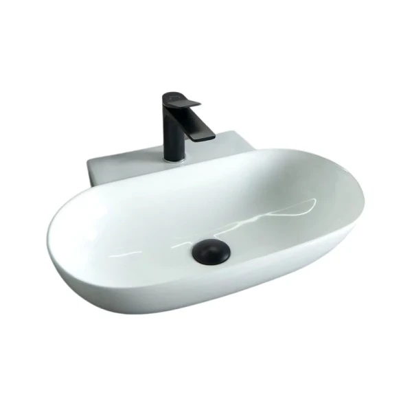 Накладная раковина GID Lago N9234 56 глянцевая белая, овальная, фаянс, с 1 отверстием под смеситель