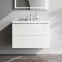 Тумба с раковиной AM.PM Gem 80 подвесная, 2 ящика, белый глянец