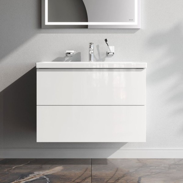 Тумба с раковиной AM.PM Gem 80 подвесная, 2 ящика, белый глянец