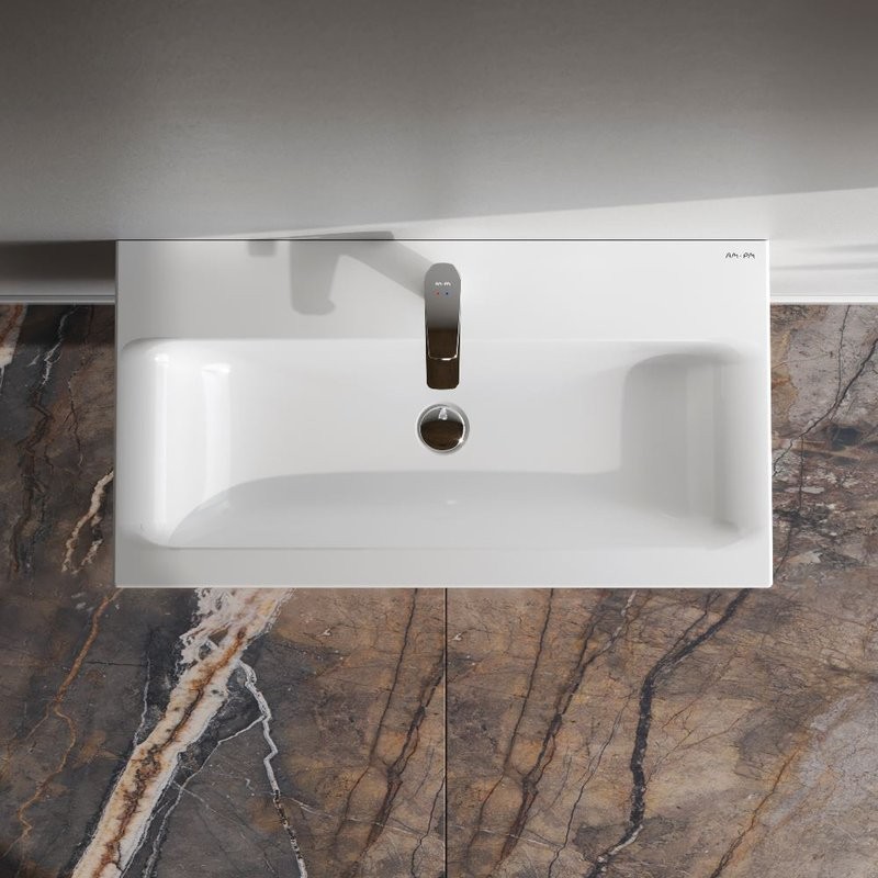 Тумба с раковиной AM.PM Gem 80 подвесная, 2 ящика, белый глянец