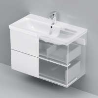 Тумба с раковиной AM.PM Gem 80 подвесная, 2 ящика, белый глянец