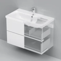 Тумба с раковиной AM.PM Gem 80 подвесная, 2 ящика, белый глянец