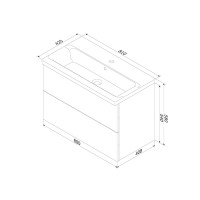 Тумба с раковиной AM.PM Gem 80 подвесная, 2 ящика, белый глянец