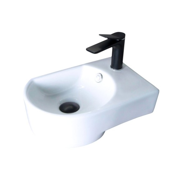 Раковина маленькая в туалет GID Suspendido N9273L 41 глянцевая белая, прямоугольная, фаянс