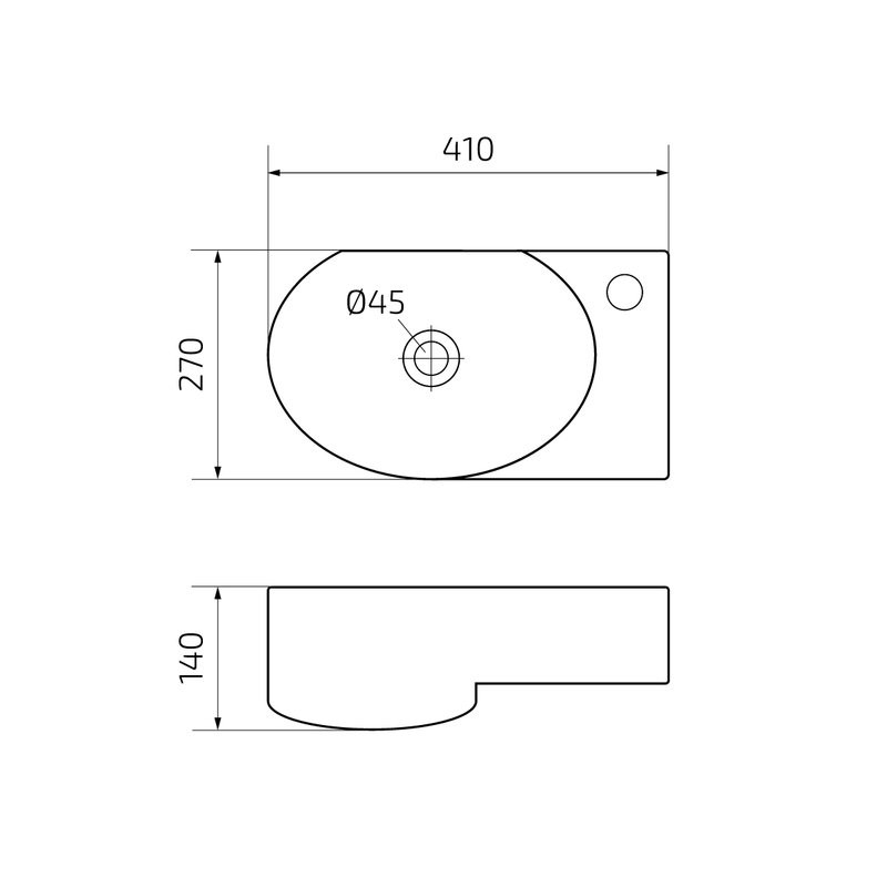 Раковина маленькая в туалет GID Suspendido N9273L 41 глянцевая белая, прямоугольная, фаянс