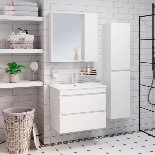 Мебель для ванной комнаты Runo Манхэттен 75, подвесная, белая