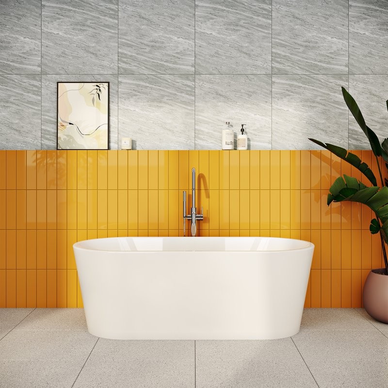 Акриловая ванна VitrA Geo 170x80 см, отдельностоящая, белая, овальная, со сливом-переливом