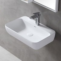 Раковина подвесная Abber Stein AS2654 60 матовая белая, прямоугольная, искусственный камень