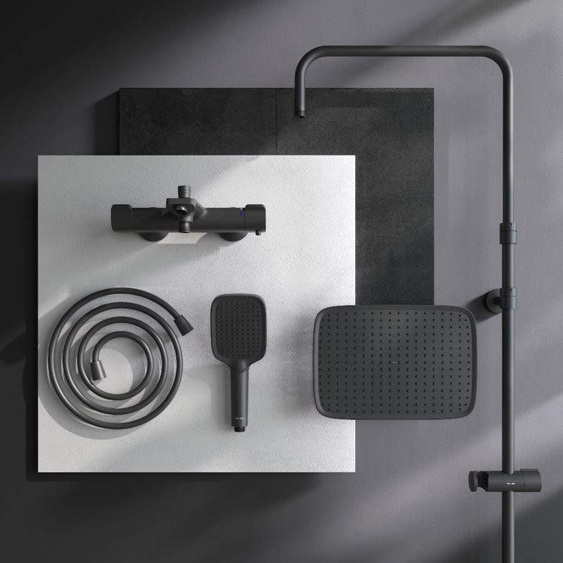 Душевая стойка AM.PM Func F078F522 с термостатом, черная