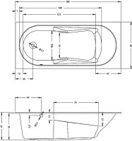 Акриловая ванна Riho Bathtubs Lazy L 180x80 см, левая, пристенная, еurowhite, на ножках