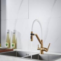 Смеситель для кухни Shevanik S278G золотой сатин, белый