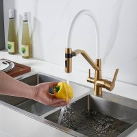 Смеситель для кухни Shevanik S278G золотой сатин, белый