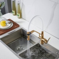 Смеситель для кухни Shevanik S278G золотой сатин, белый