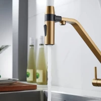 Смеситель для кухни Shevanik S278G золотой сатин, белый