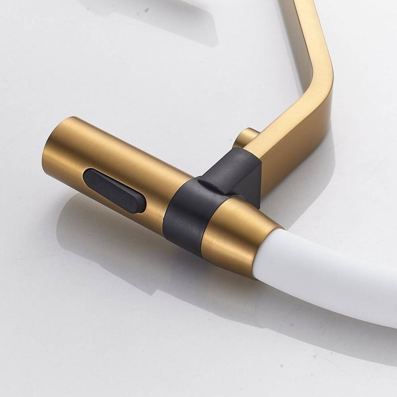 Смеситель для кухни Shevanik S278G золотой сатин, белый