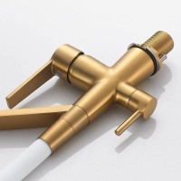 Смеситель для кухни Shevanik S278G золотой сатин, белый