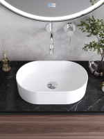 Накладная раковина Cezares 46 глянцевая белая, овальная, фаянс