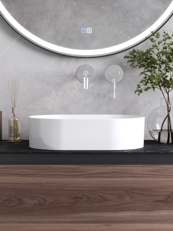 Накладная раковина Cezares 46 глянцевая белая, овальная, фаянс