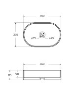 Накладная раковина Cezares 46 глянцевая белая, овальная, фаянс
