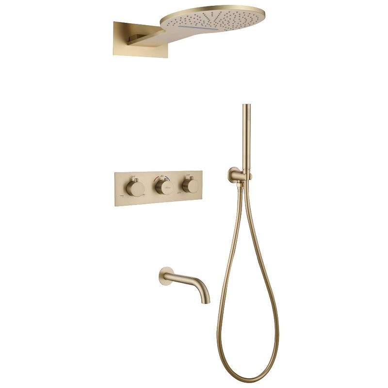 Душевой комплект Abber Wasser Kreis AF8150G С ВНУТРЕННЕЙ ЧАСТЬЮ, матовое золото