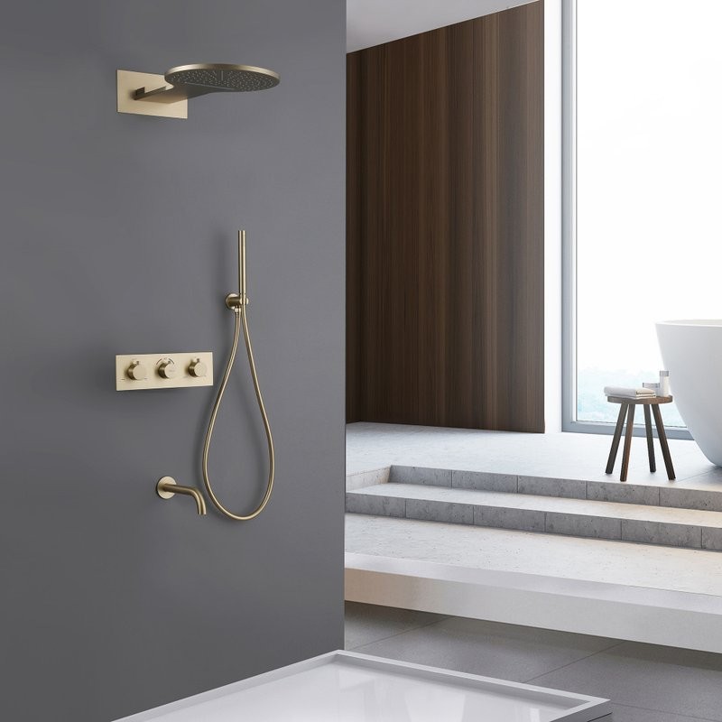 Душевой комплект Abber Wasser Kreis AF8150G С ВНУТРЕННЕЙ ЧАСТЬЮ, матовое золото