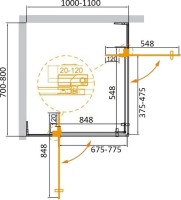Душевой уголок Cezares Slider AH 2 70/80 100/110 C Cr профиль хром, стекло прозрачное