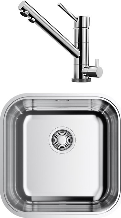 Комплект Мойка Omoikiri Omi 44-U/IF-IN Quadro нержавеющая сталь + Смеситель Tonami C хром