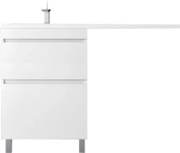 Тумба с раковиной Style Line Даллас Леон 120 L Люкс Plus напольная, белая, для стиральной машины, 2 ящика