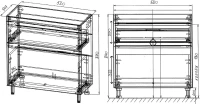 Тумба с раковиной Style Line Даллас Леон 120 L Люкс Plus напольная, белая, для стиральной машины, 2 ящика