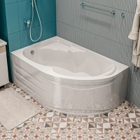 Акриловая ванна 1MarKa Diana L 150x90 см, угловая, левая, пристенная, белая, асимметричная, с каркасом