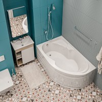 Акриловая ванна 1MarKa Diana L 150x90 см, угловая, левая, пристенная, белая, асимметричная, с каркасом