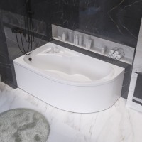 Акриловая ванна 1MarKa Diana L 150x90 см, угловая, левая, пристенная, белая, асимметричная, с каркасом
