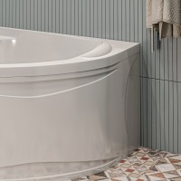 Акриловая ванна 1MarKa Diana L 150x90 см, угловая, левая, пристенная, белая, асимметричная, с каркасом