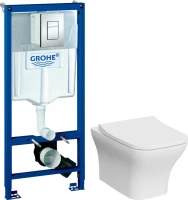 Комплект Унитаз подвесной VitrA Zentrum Square 7484B003-0075 безободковый + Крышка Integra Square 191-003-009 с микролифтом + Инсталляция Grohe Rapid SL 38772001 3 в 1 с кнопкой смыва