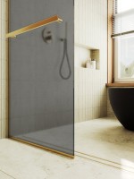 Душевая перегородка Maybahglass MGD-712-3у 109 см, профиль золото, стекло графит матовое
