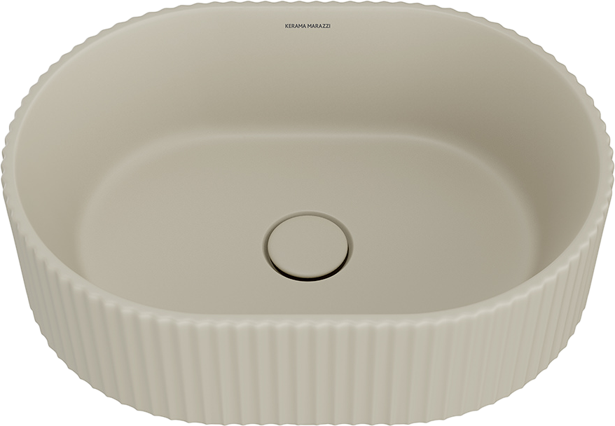 Накладная раковина KERAMA MARAZZI Vento 51 матовая песочная, овальная, фаянс