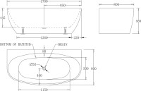 Акриловая ванна BelBagno BB83-1700-W0 170x80 см, пристенная, белая, овальная, на ножках, с донным клапаном