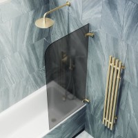 Шторка на ванну Maybahglass MGV-649-3 40 см, профиль золото, стекло графит матовое