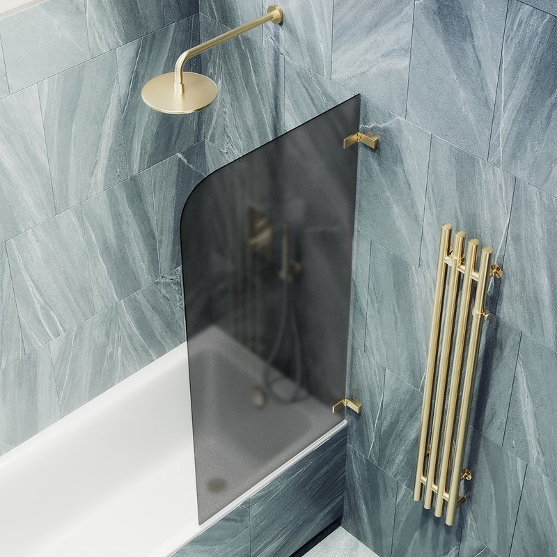 Шторка на ванну Maybahglass MGV-649-3 40 см, профиль золото, стекло графит матовое