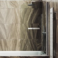 Шторка на ванну Maybahglass MGV-782-5 70x140, профиль матовый хром, стекло прозрачное