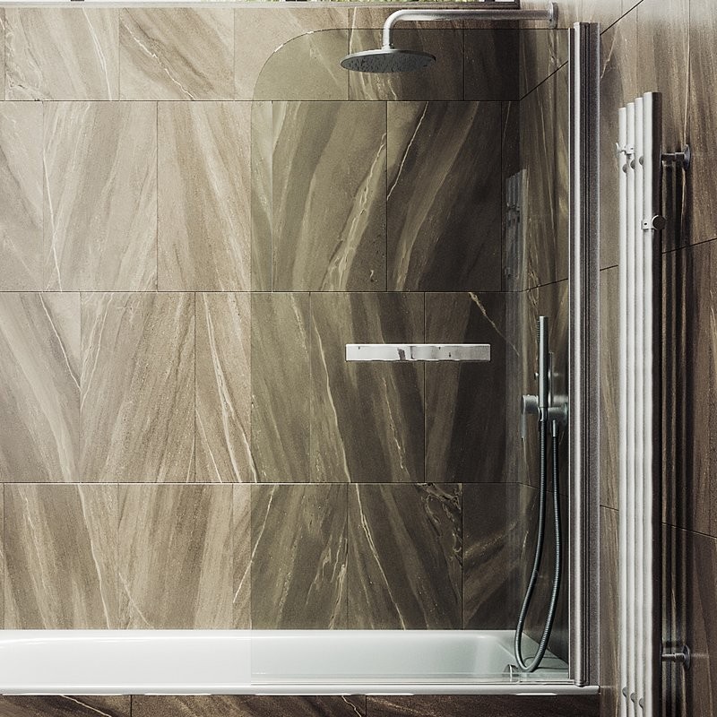 Шторка на ванну Maybahglass MGV-782-5 70x140, профиль матовый хром, стекло прозрачное