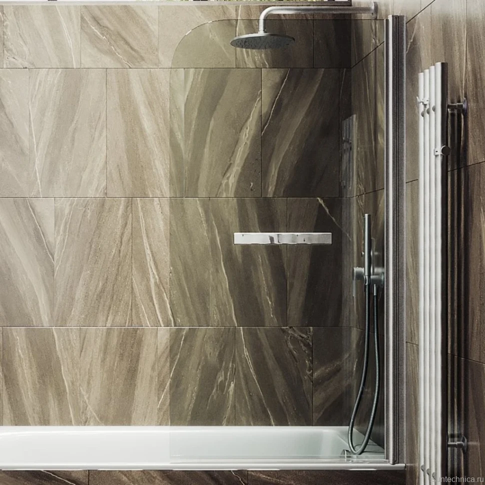 Шторка на ванну Maybahglass MGV-782-5 70x140, профиль матовый хром, стекло прозрачное