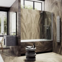 Шторка на ванну Maybahglass MGV-782-5 70x140, профиль матовый хром, стекло прозрачное