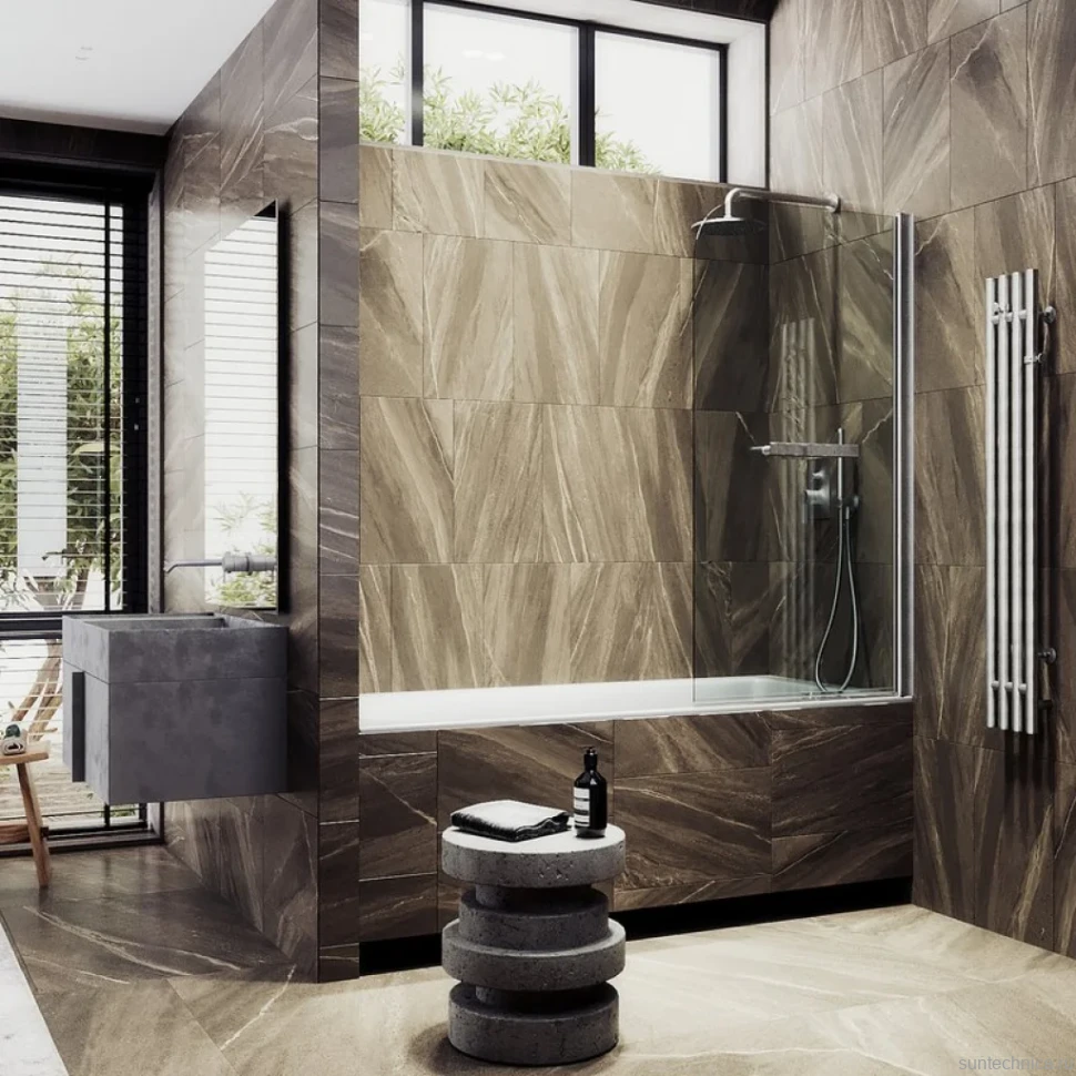 Шторка на ванну Maybahglass MGV-782-5 70x140, профиль матовый хром, стекло прозрачное