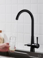 Смеситель для кухни с подключением фильтра Shevanik S428H, черный