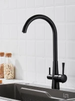 Смеситель для кухни с подключением фильтра Shevanik S428H, черный