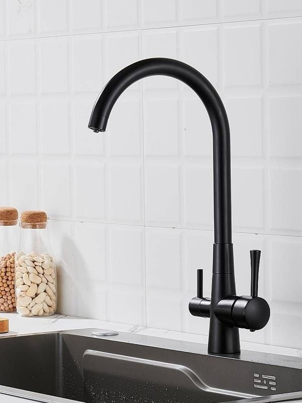 Смеситель для кухни с подключением фильтра Shevanik S428H, черный