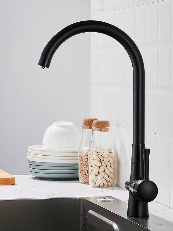 Смеситель для кухни с подключением фильтра Shevanik S428H, черный